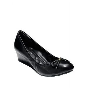 Cole Haan Women’s Black Leather Wedge Pumps 7.5